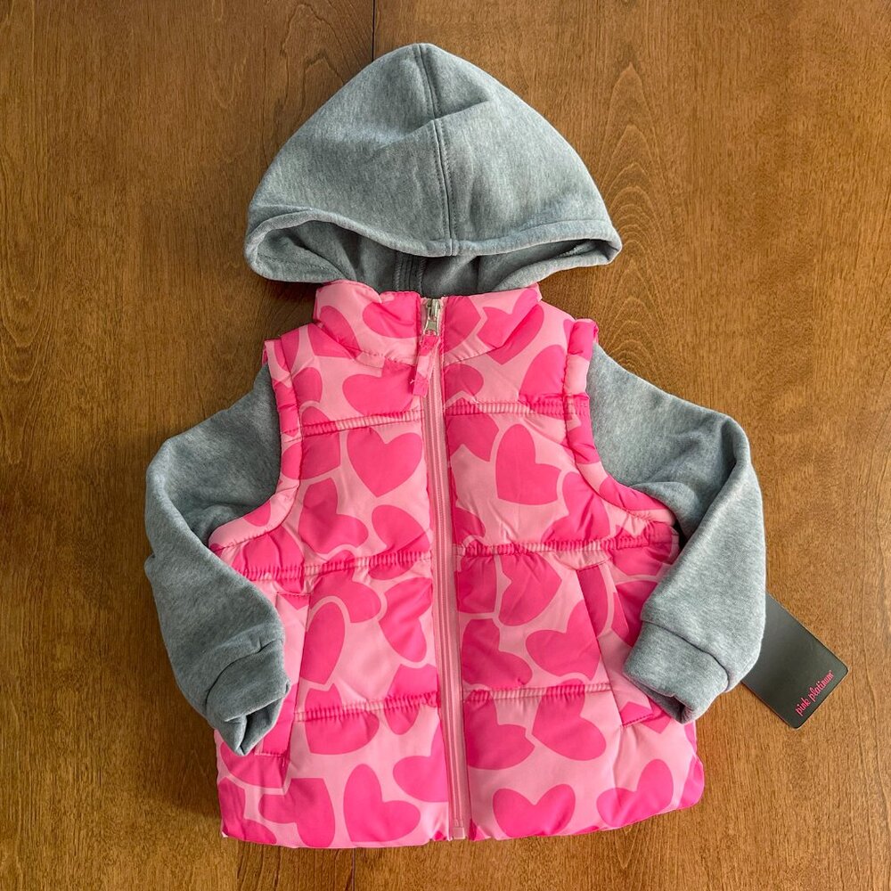 Pink Platinum hearts sweatshirt-vest 2T NWT